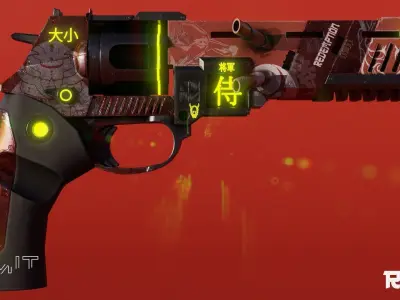 Cyberpunk Revolver Low-poly 3D model