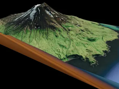 Mount Vsevidof 3d terrain model Low-poly 3D model
