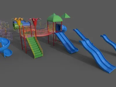 PBR Playground Outdoor Jungle Gym 16 Low-poly 3D model
