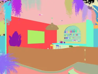 Interior villa rendering Low-poly 3D model
