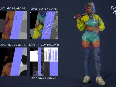 Fighting Girl 2 Low-poly 3D model