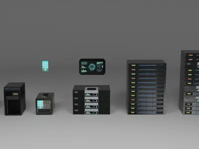 Computers Servers  Screens Touch Pad Lock Box Low-poly 3D model