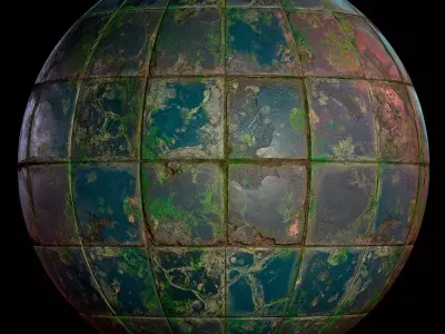 Old Floor Tiles - PBR materials Texture Texture