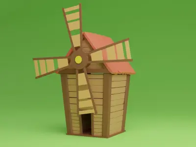Windmill wooden Free low-poly 3D model