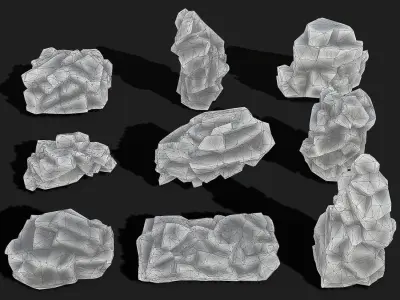 Mountain ice Rocks - PBR Pack 13 Low-poly 3D model