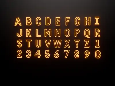 Neon Alphabets and numbers 3D model