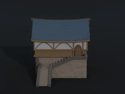 Cartoon medieval house 2 Polygonal Style Low-poly 3D model
