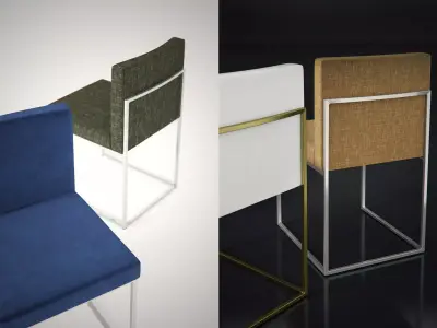 Chair two chairs with metal frame 3D model