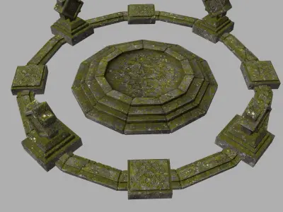 temple 3 stone circle with stones Low-poly 3D model