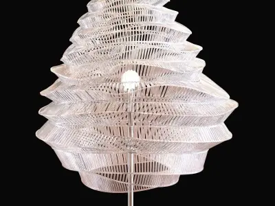 Floor lamp with glass lattice shade 3D model