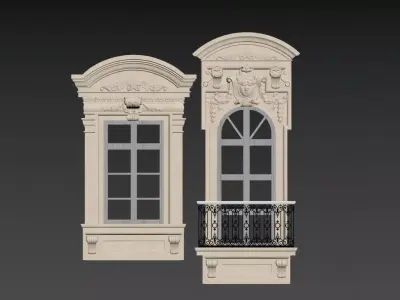 European-style window casing 3D model