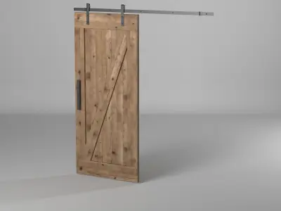 Wooden Sliding Door 3D model