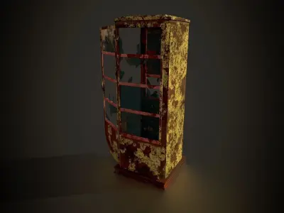 Phone booth game ready low poly Low-poly 3D model