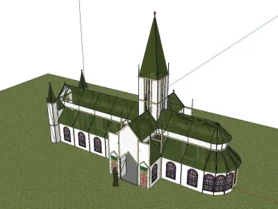 Architecture-Religion-God-Culture-Temple-098 church with roof 3D model