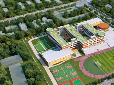 Contemporary School Campus Masterplan 3D model