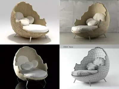 Curly egg chair 3D model