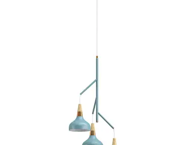 juna-79653 pendant light with three wooden shades 3D model