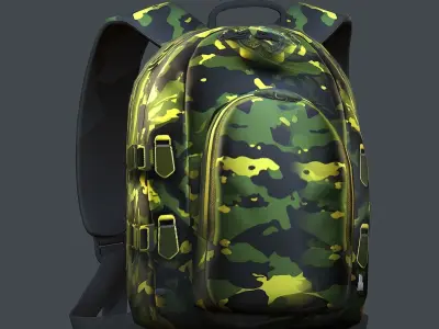 Backpack Camping Generic military human bag storqge baggage Low-poly 3D model