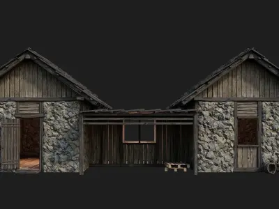 Old Medieval Building 4K Textures GameReady 126 Low-poly 3D model