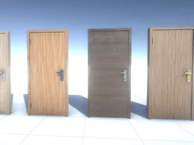 Door Set 2 different colored doors in row Low-poly 3D model