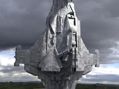 Sci-Fi Stealth Ship crashed 3D model