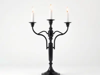 Symmetrical Black Candelabra 3D model pack Low-poly 3D model