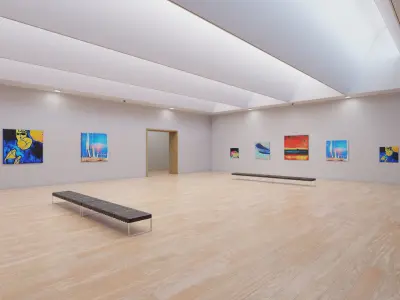 Art Museum Gallery Interior 11  Low-poly 3D model