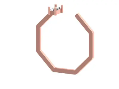 Open End Women Light Weight Band Baguette Stone Ring 3D print model