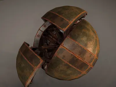 Hydraulic Sphere Bot - Rusty Version Low-poly 3D model
