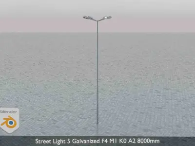 Street Light 5 Galvanized F4 M1 K0 A2 8000mm Low-poly 3D model