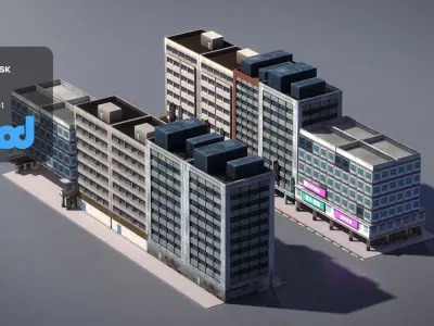 TW Street with Police Station 02 3D model