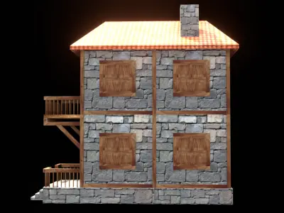 medieval house low poly village town residential house  106 Low-poly 3D model