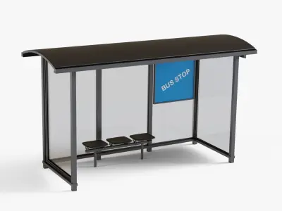 Bus Stop Low-poly 3D model