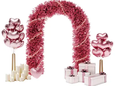 Weddings Valentines Day Romantic photo zone with arch 3D model