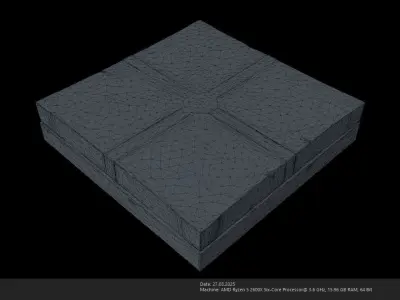 Stylized Ancient Stone Crate - AI Low-poly 3D model