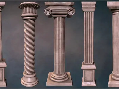 Columns Maker 130 OBJs and 131 IMM ZBrush brushes 3D model
