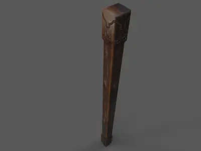 Old wood column Low-poly 3D model buy