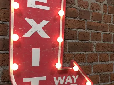 Highly detailed model of vintage lighted exit sign 3D model