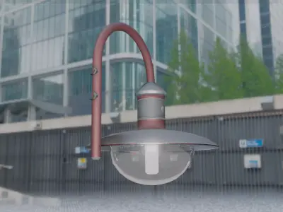  Street Light -7- Red Version - For Walls Low-poly 3D model