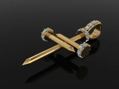 Nail Cross DiamondPendant Mid Size 3D print model