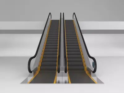 Escalator in modern building 3D model