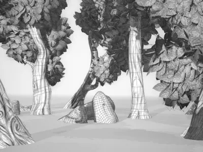 Stylized Foliage Pack - Trees and Rocks 3D model