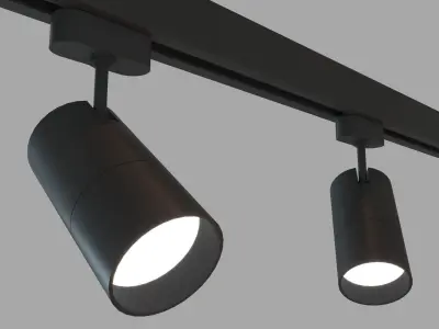 Rigged Lowpoly Led Track Spot With Photometric  Light Low-poly 3D model