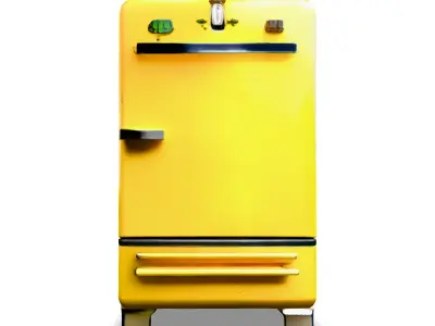 Retro Yellow Refrigerator 3D Model Vintage Style Appliance Low-poly 3D model