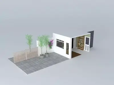 kitchen set house with tree 3D model