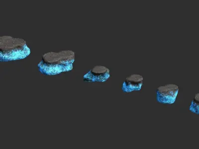Short Flat Rocks - Energy Low-poly 3D model