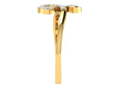 Light Weight Yellow Gold Diamond Ring  -ZA RN 2475 3D print model