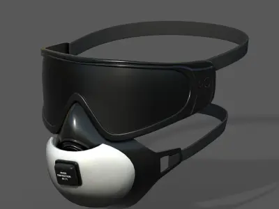 Gas mask helmet 3d model protection safety futuristic  Low-poly 3D model