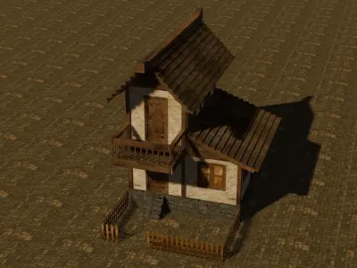Medieval house nine 3 Low-poly 3D model