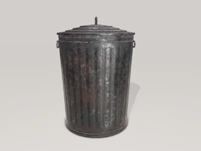 Old Metalic Trashcan Low-poly 3D model